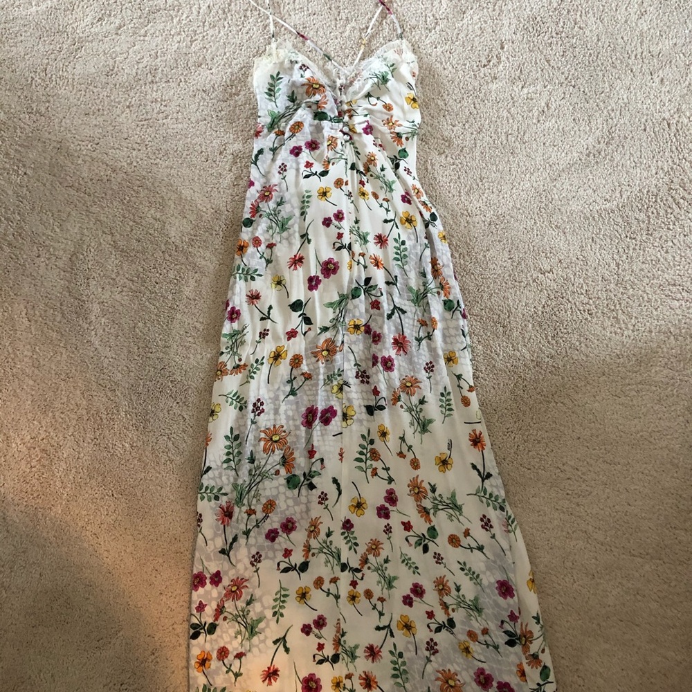 AFRM Clyde Lace Trim Midi Dress